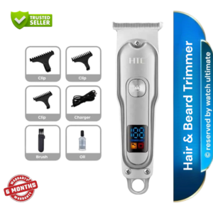 HTC AT-179 Beard Trimmer and Hair Clipper for Men – USB Fast Charging, Adjustable Combs, Stainless Steel Blades